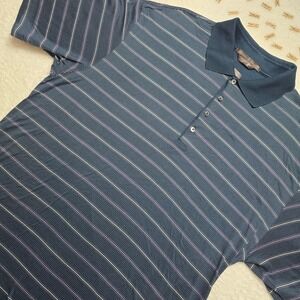 Nike Tiger Woods Mens XL Golf Polo Shirt Striped 60/2 Double Mercerized